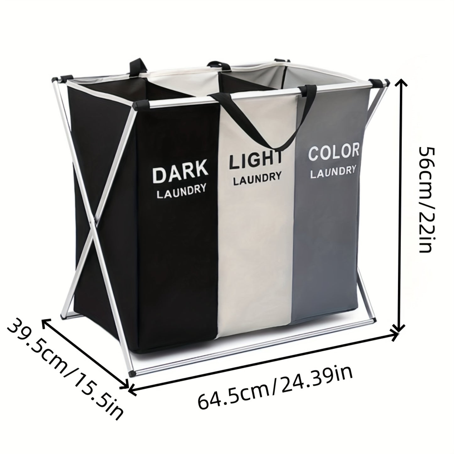 Three Grids Fabric Laundry Basket