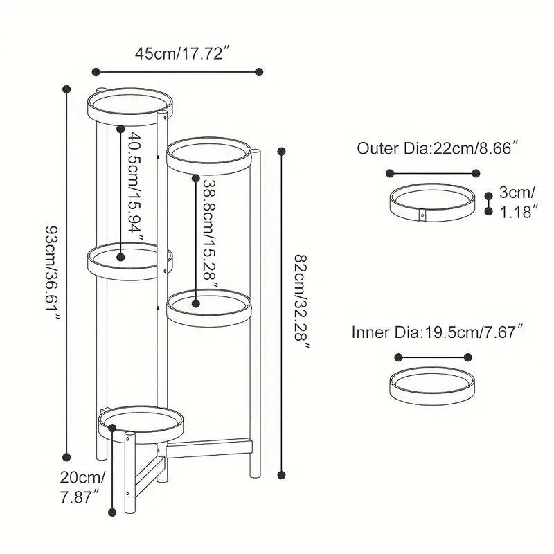 5 Tier Wooden Plant Stand