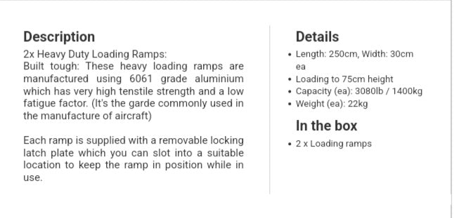 2.5M LOADING RAMPS