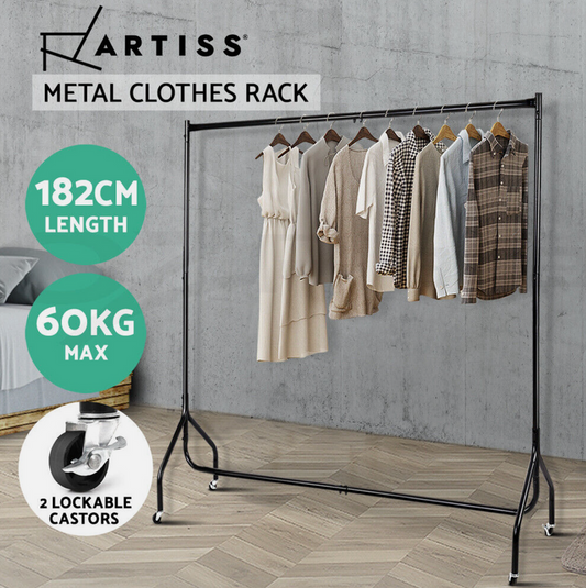 6FT Metal Garment Clothes Rail Rack