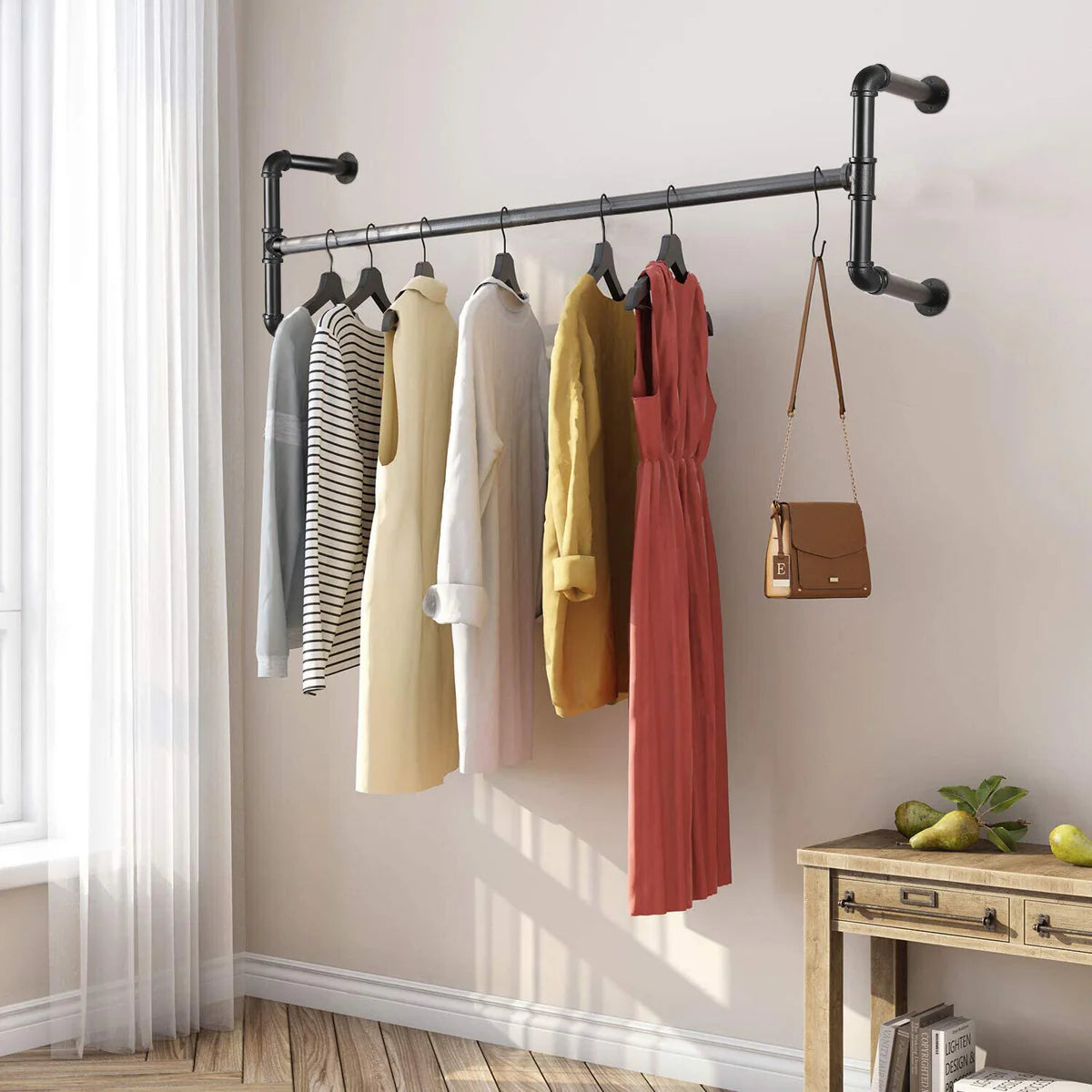 Heavy Duty Industrial Pipe Clothes Rack Iron Garment Bar Clothes Hanging Rail Rod