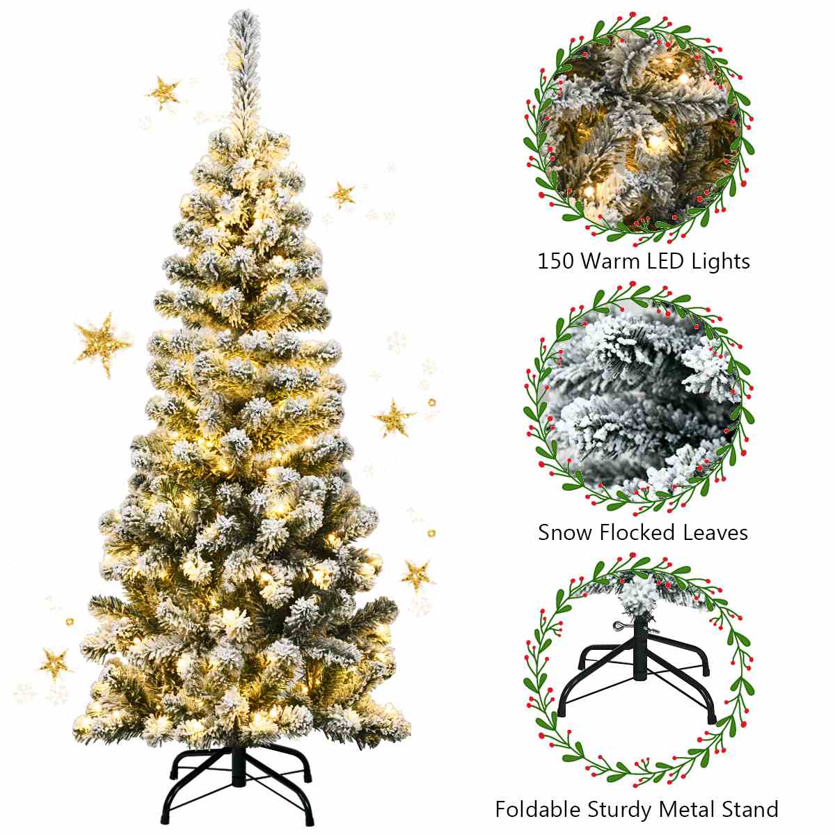 1.4m Slim Christmas Tree With Lights