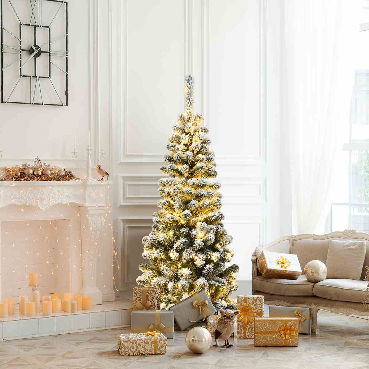 1.4m Slim Christmas Tree With Lights