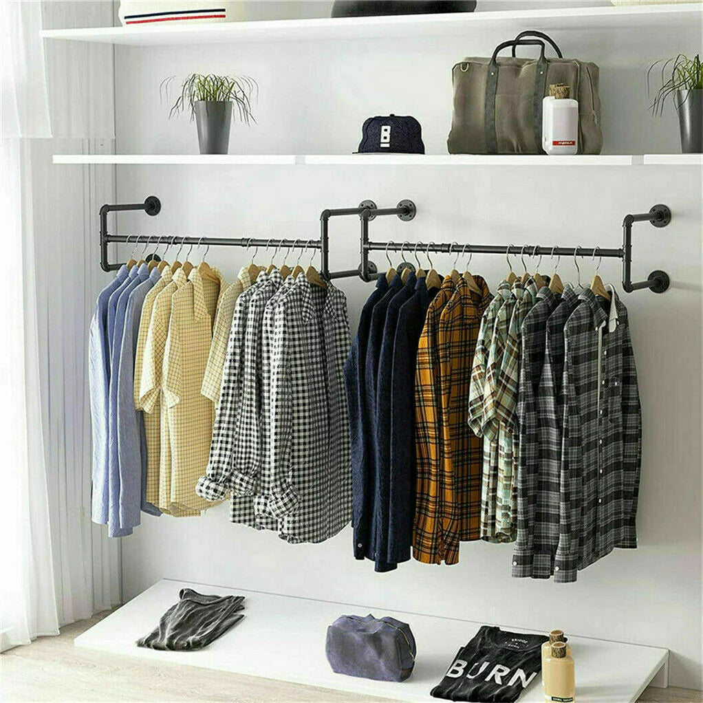 Heavy Duty Industrial Pipe Clothes Rack Iron Garment Bar Clothes Hanging Rail Rod