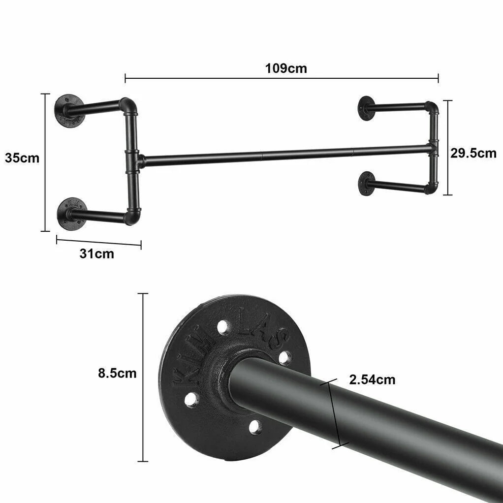 Heavy Duty Industrial Pipe Clothes Rack Iron Garment Bar Clothes Hanging Rail Rod