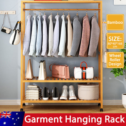 Heavy Duty Wooden Clothes Rail Rack