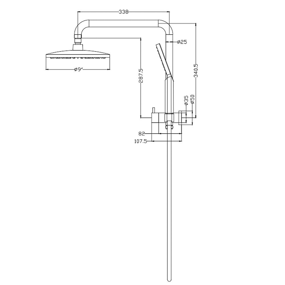 9" Rain Shower Head Set 2 in 1 Shower Rail Wall Mounted 3-Mode Handheld Spray Round Bathroom(Chrome)