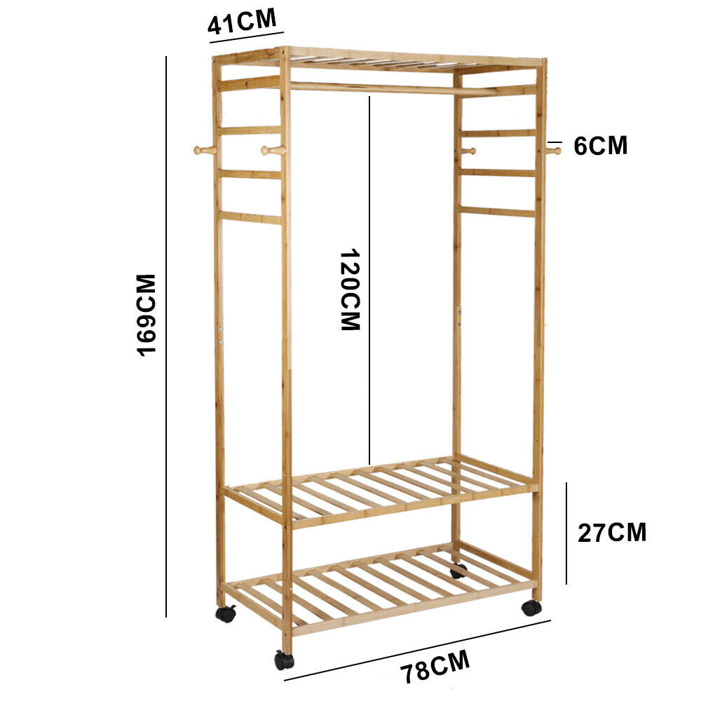 Heavy Duty Bamboo Garment Rack