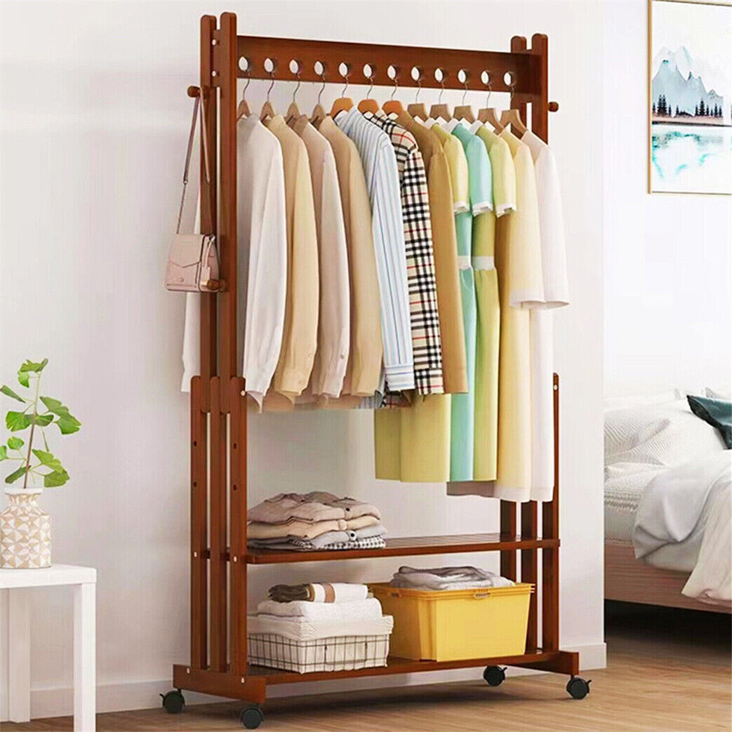 Retro Wooden Clothes Rail Rack