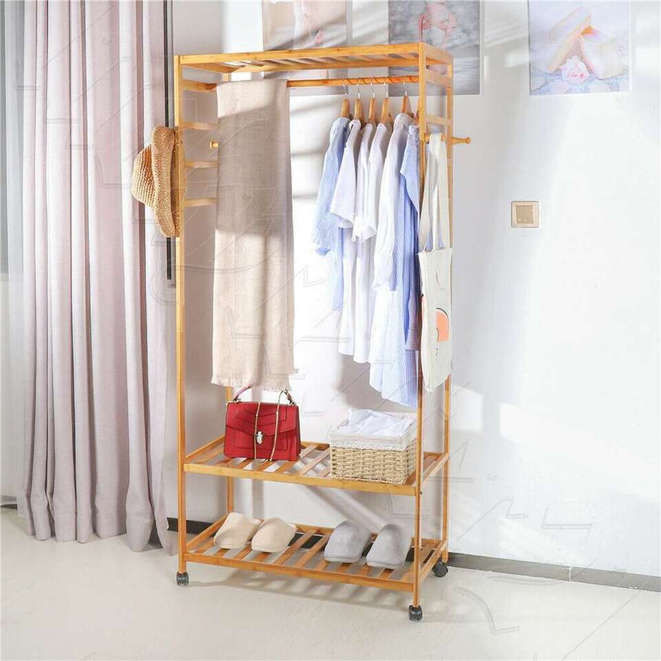 Heavy Duty Wooden Clothes Rail Rack