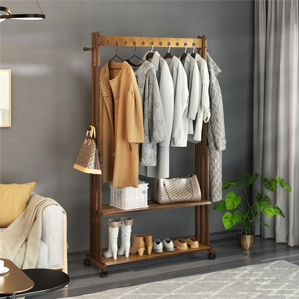 Retro Wooden Clothes Rail Rack