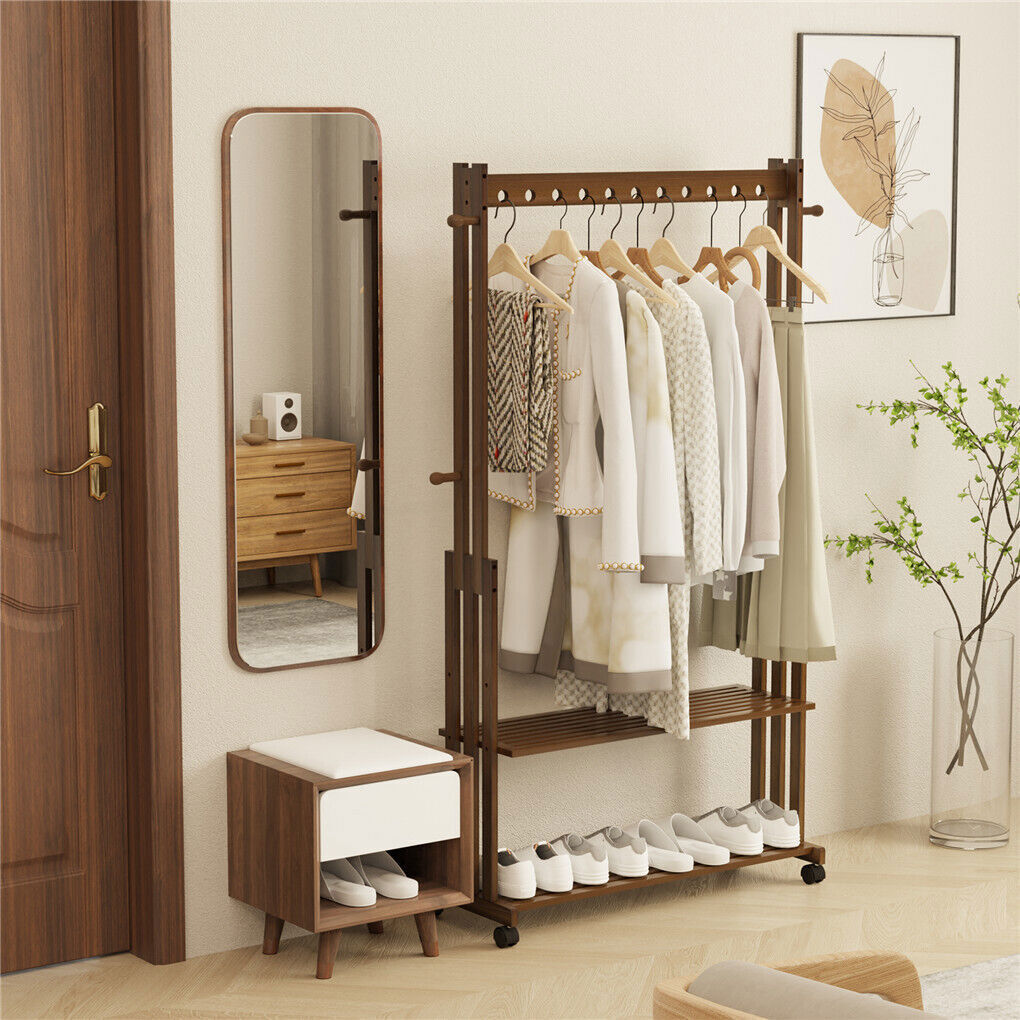 Retro Wooden Clothes Rail Rack