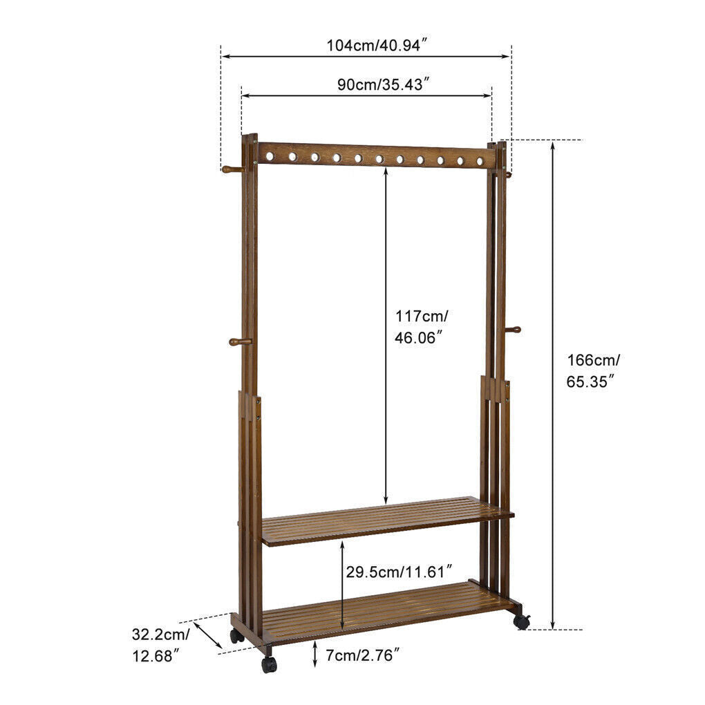 Retro Wooden Clothes Rail Rack