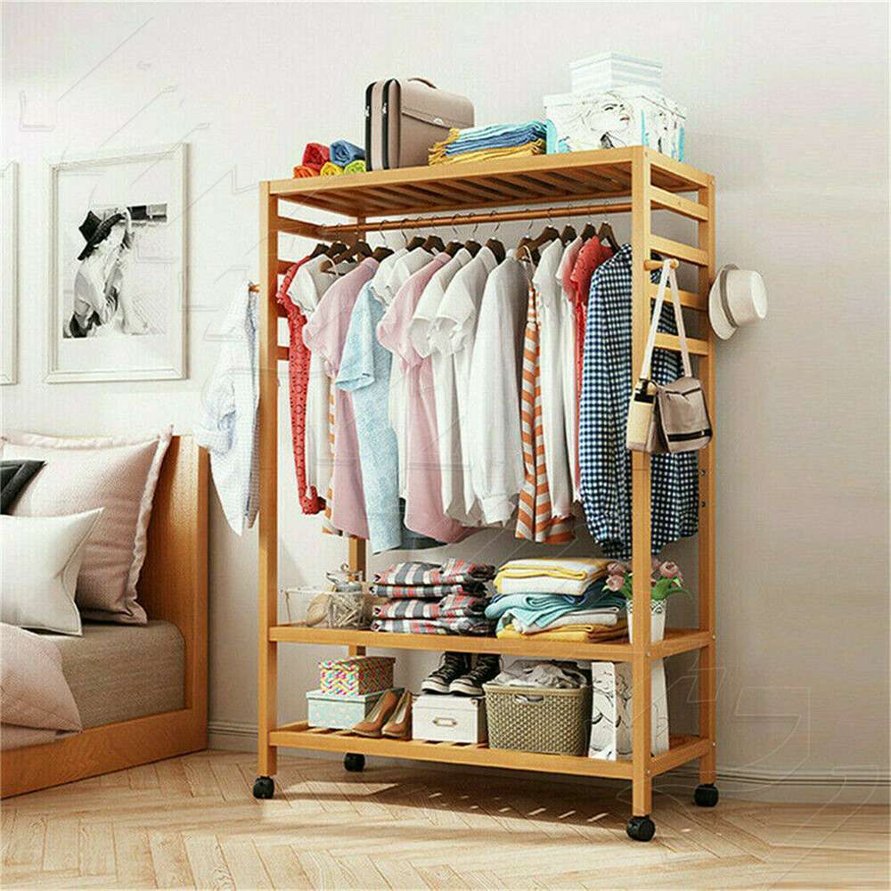 Heavy Duty Wooden Clothes Rail Rack