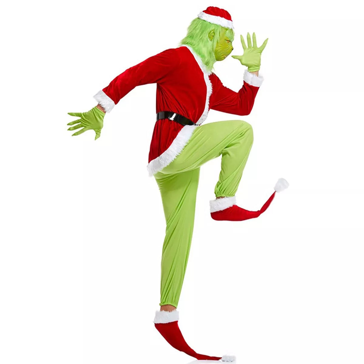 7pcs/ Adults The Grinch Costume(M,L,XL,2XL,3XL)