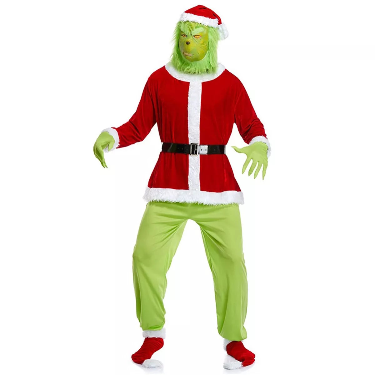 7pcs/ Adults The Grinch Costume(M,L,XL,2XL,3XL)