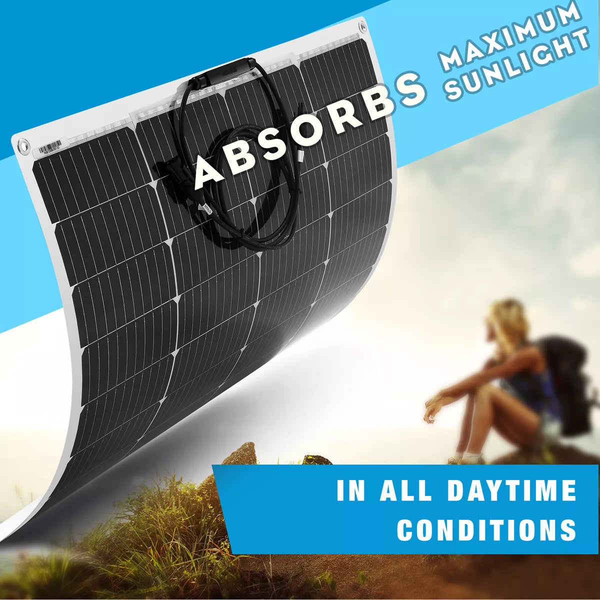 12V 250W Flexible Solar Panel 250 watt Mono Caravan Camping Home Battery Charge