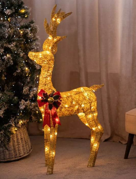 Christmas Reindeer Decoration Large LED Stag Outdoor Light Up Glitter Xmas