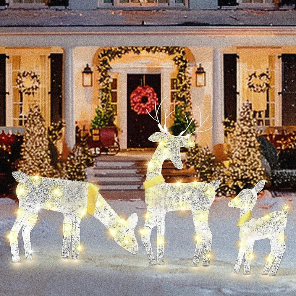 3-Piece 2D Reindeer with 5PCS String Lamp Light Up Christmas Yard Decoration UK