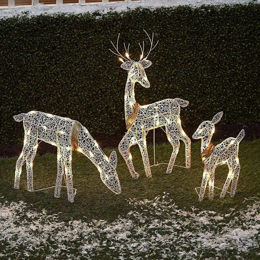 3-Piece 2D Reindeer with 5PCS String Lamp Light Up Christmas Yard Decoration UK