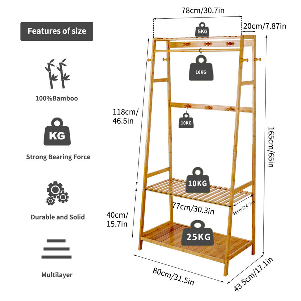 Large Bamboo Grament Rail Rack