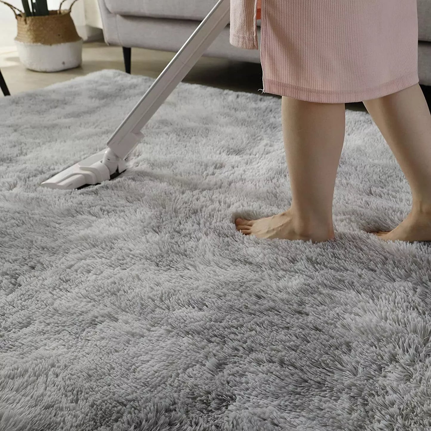 Light Grey Fluffy Area Rug