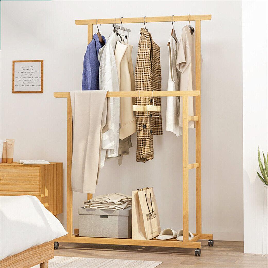 Double Bamboo Garment Rack