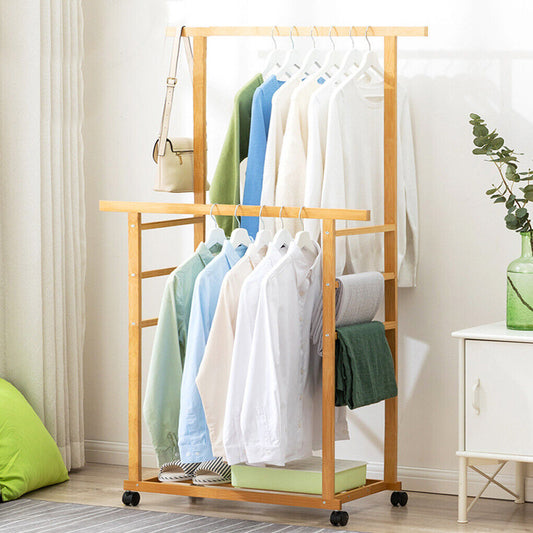 Double Bamboo Garment Rack