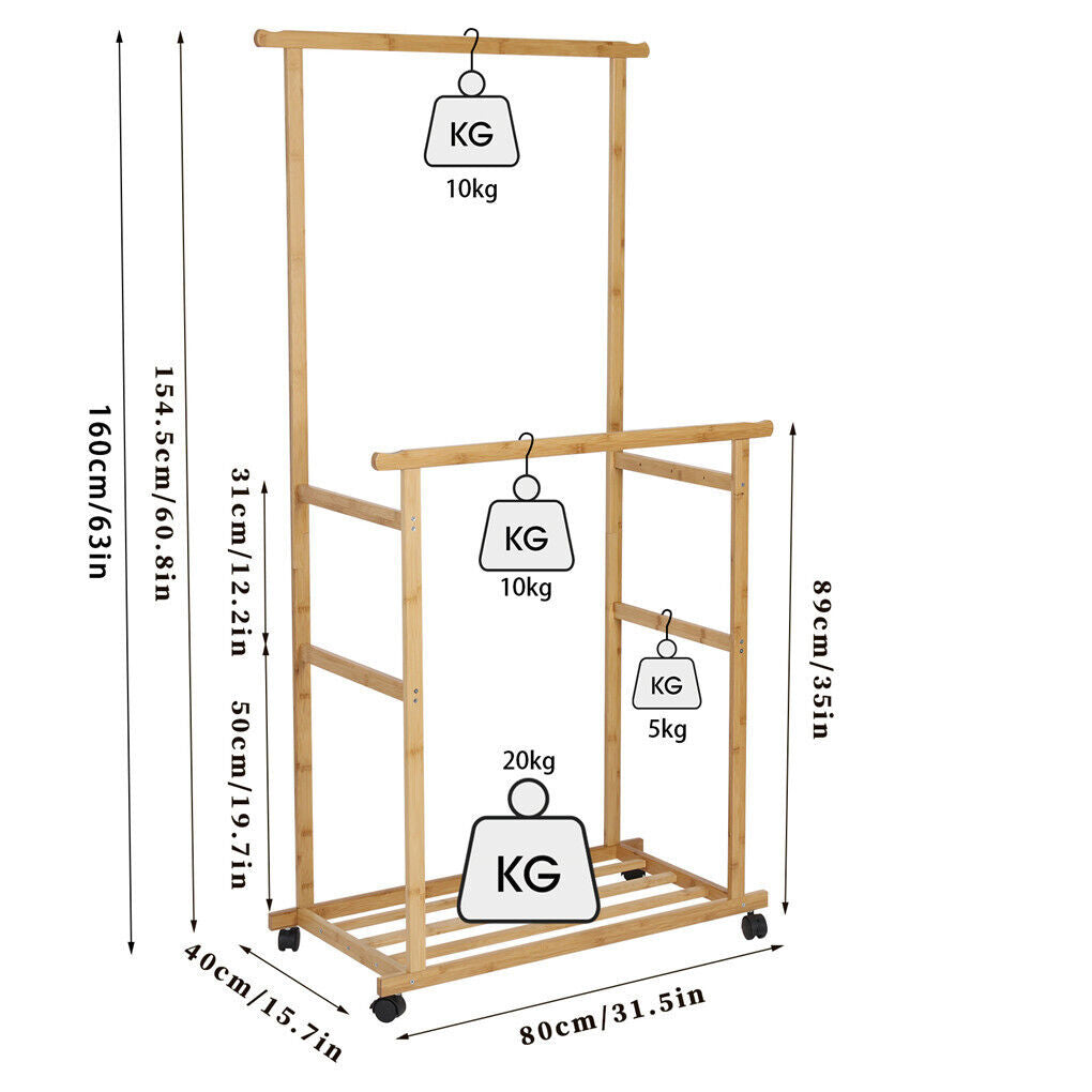 Double Bamboo Garment Rack