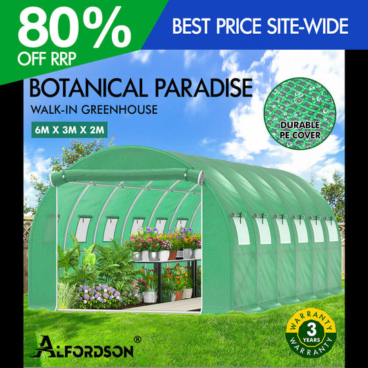 Greenhouse Dome Shed Walk in Tunnel Plant Garden Storage Cover 6x3x2M