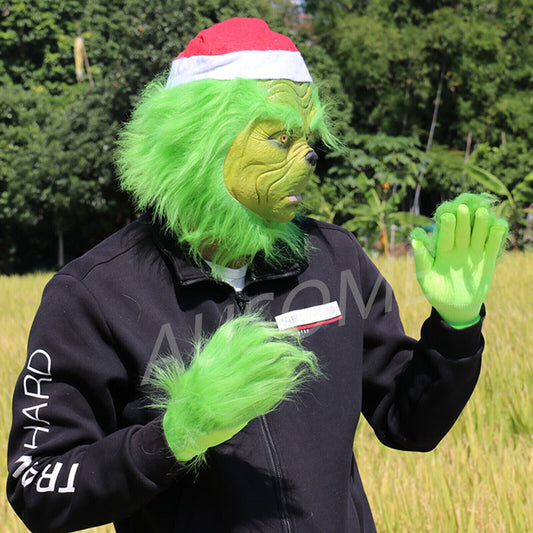 Grinch Full Head Mask With Gloves