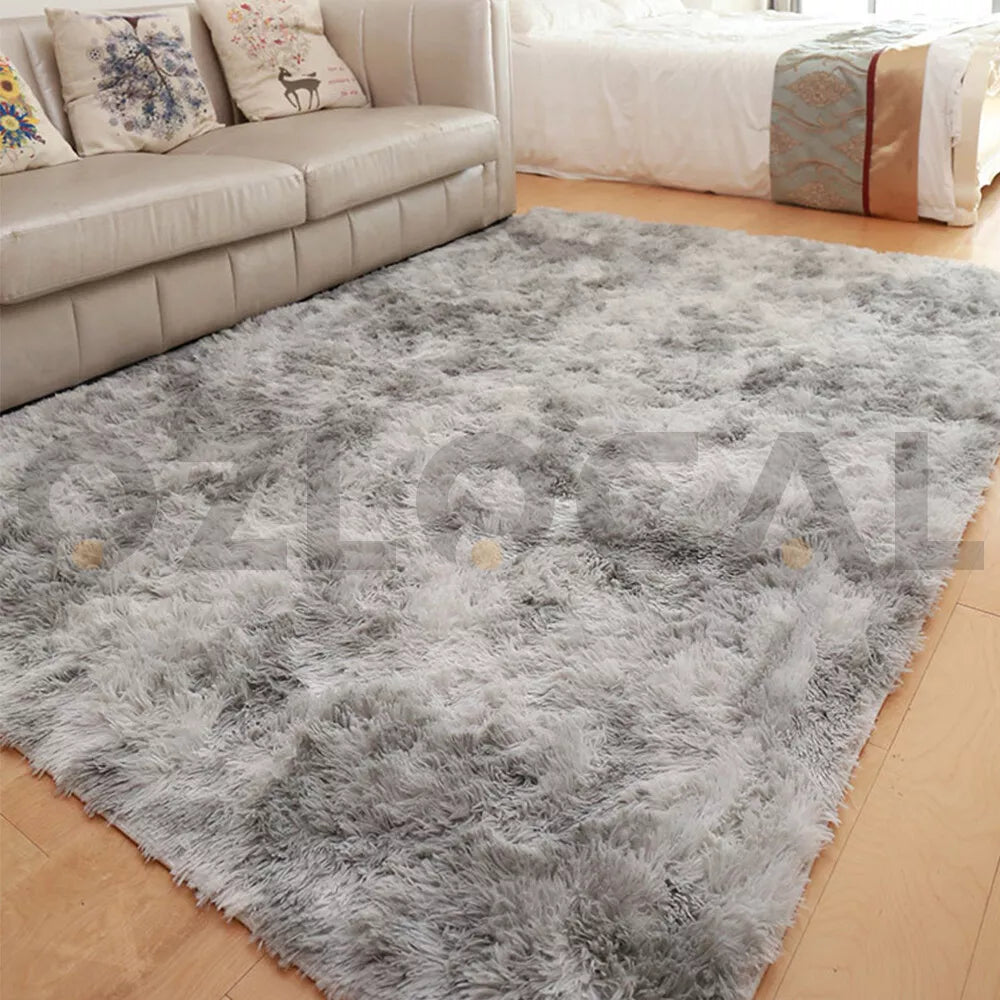 Light Grey Fluffy Area Rug