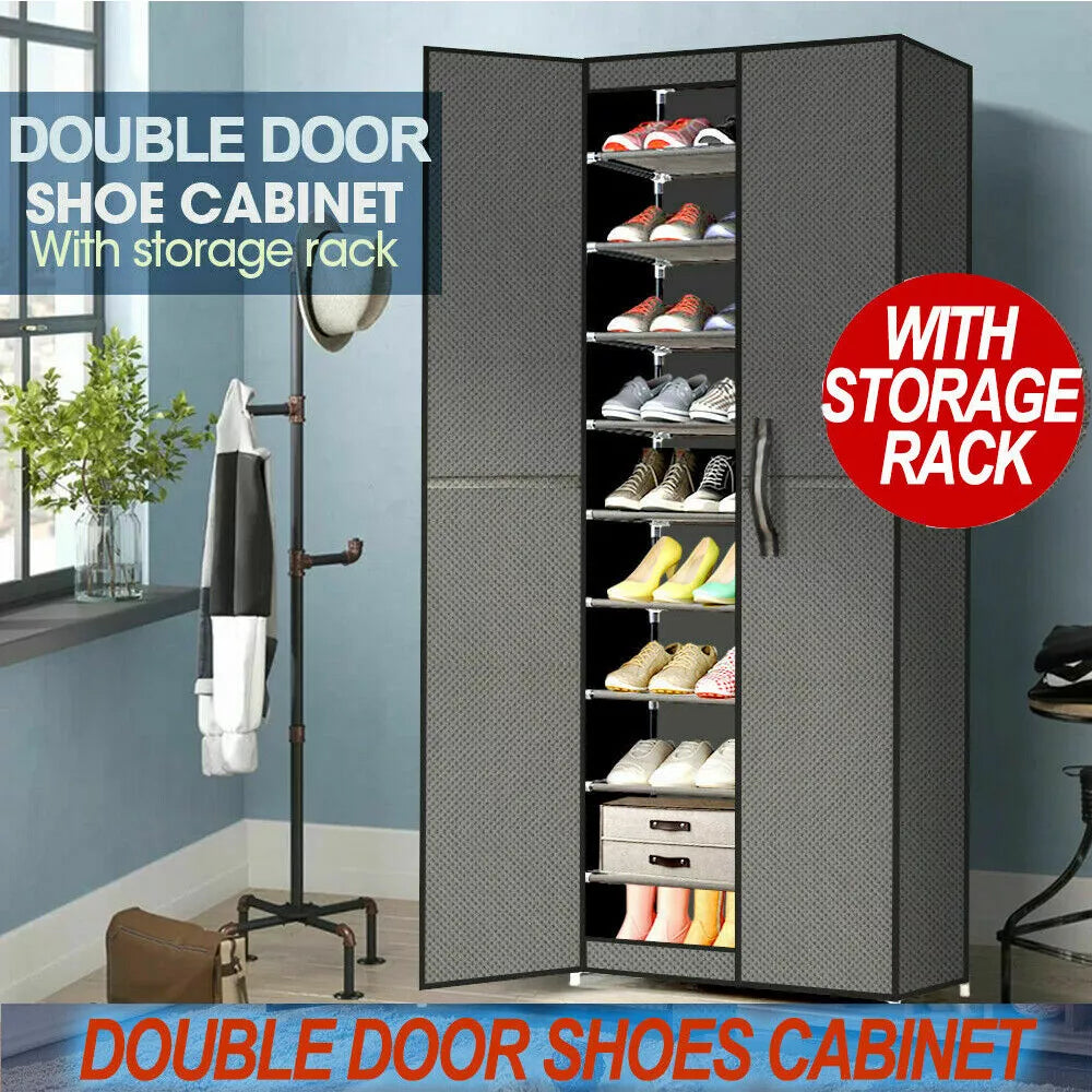 10 Tiers Shoe Rack Stackable Fabric Cabinet