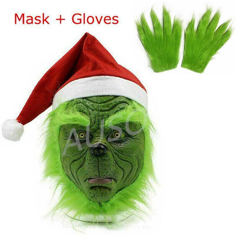 Grinch Full Head Mask With Gloves