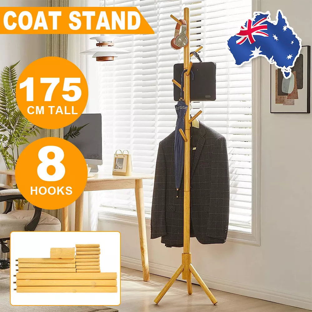 8 Hooks wooden Coat Rack