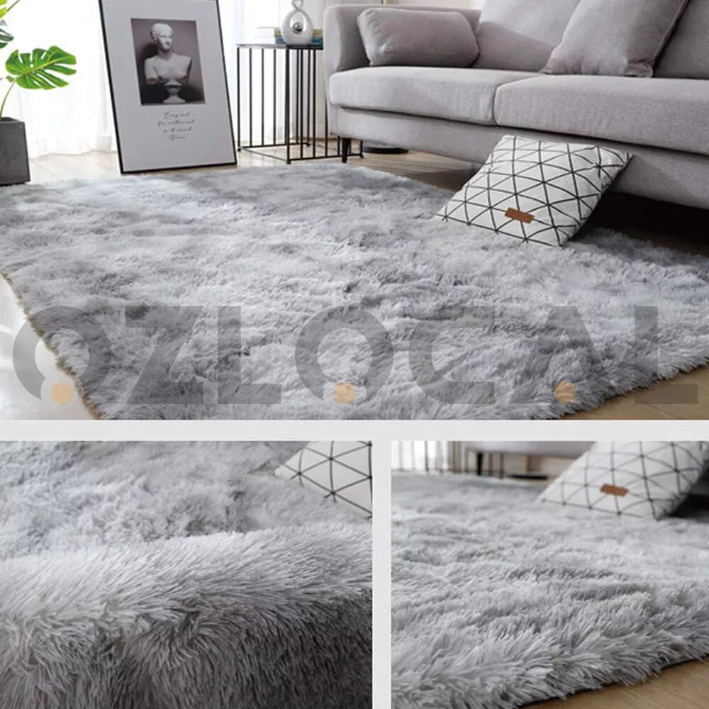 Light Grey Fluffy Area Rug