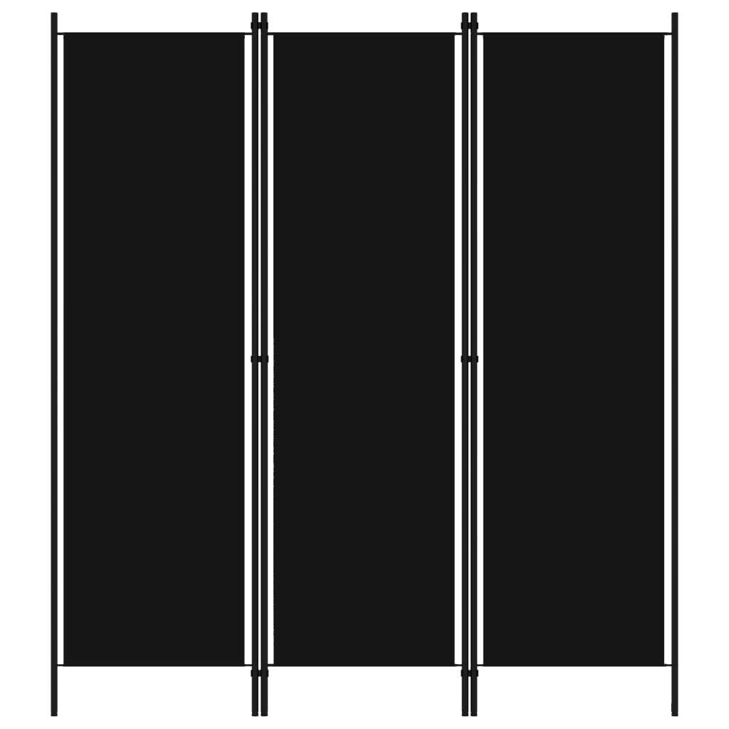 Freestanding Black Privacy Screen Partition 3-Panel Fabric