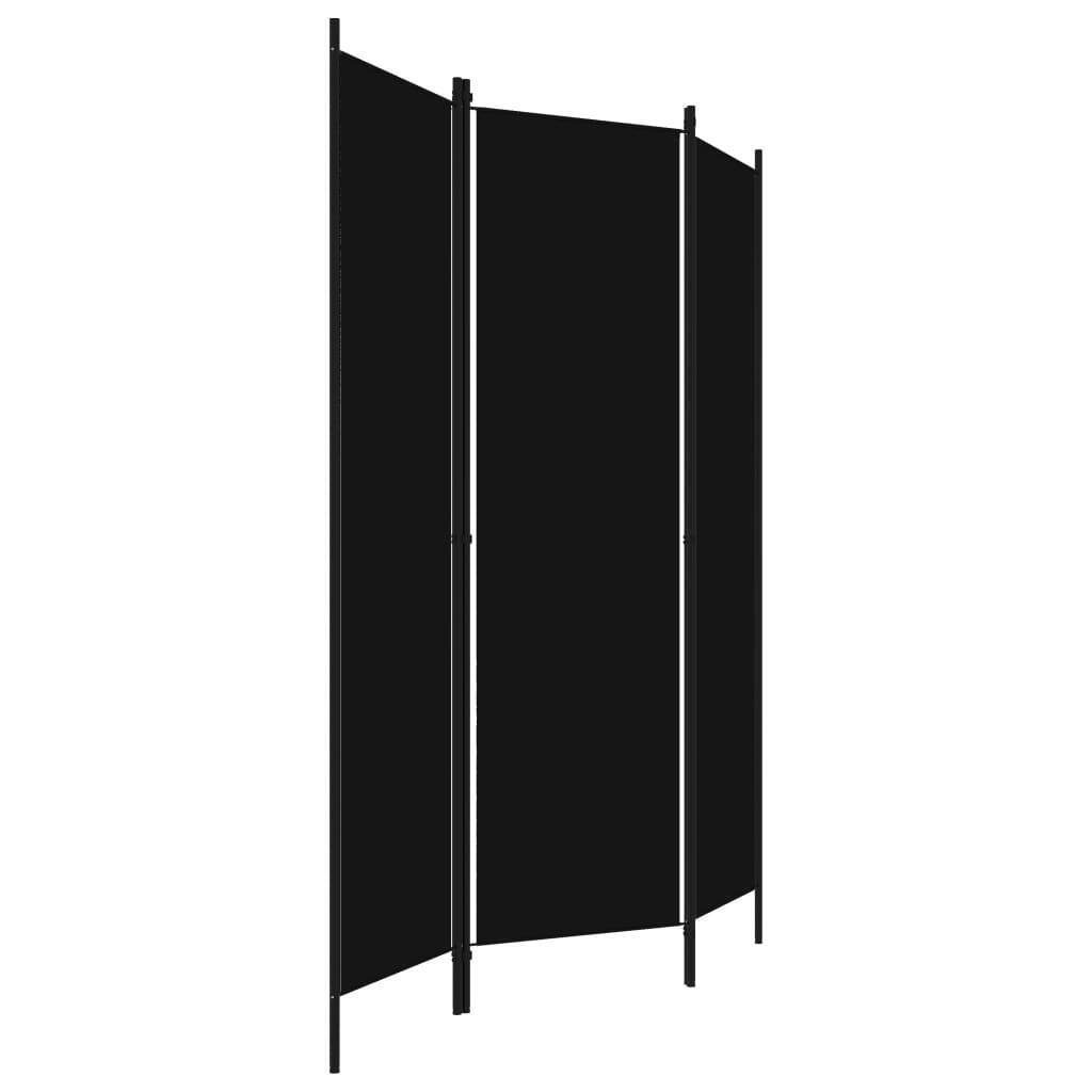 Freestanding Black Privacy Screen Partition 3-Panel Fabric