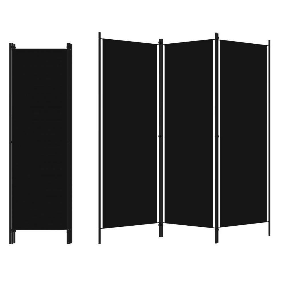 Freestanding Black Privacy Screen Partition 3-Panel Fabric