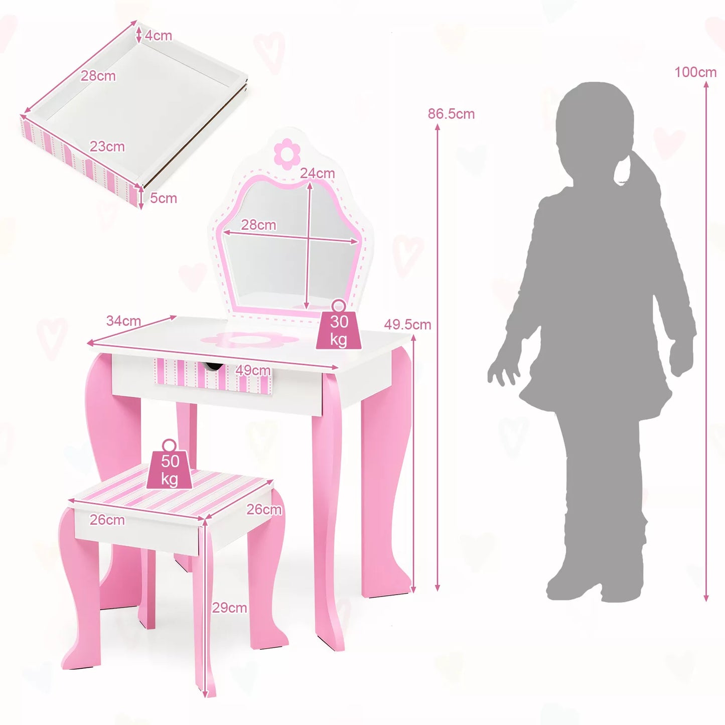 Kids Vanity Table Set