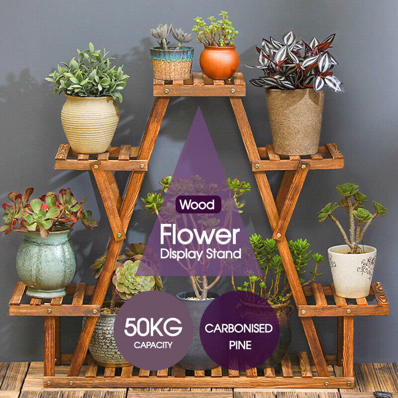 Wooden Triangle Plant Stand