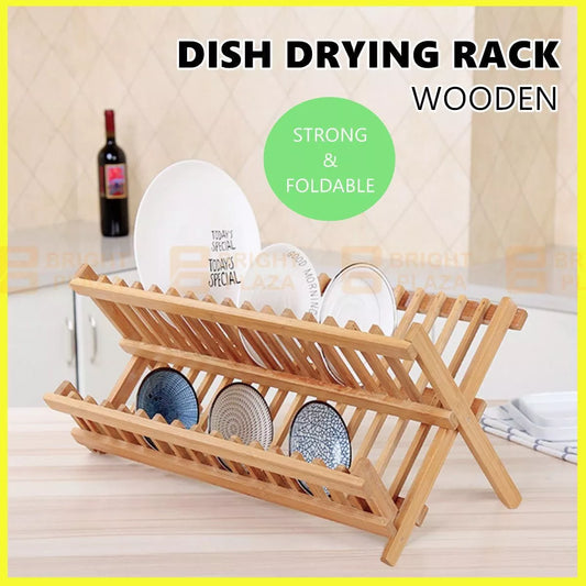 Foldable Natural Wooden Dish Drying Rack