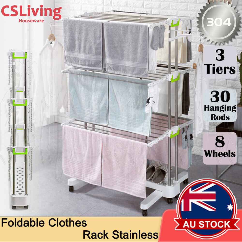 Premium Large Foldable Rolling Clothes Rack