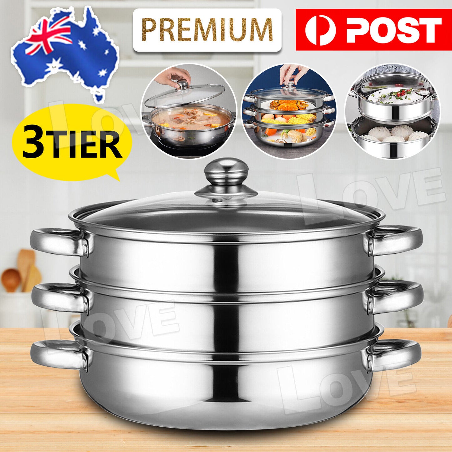 3 Tier Stainless Steel Steamer