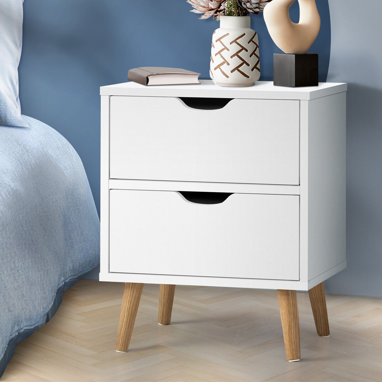 White 2 Drawers Side Table