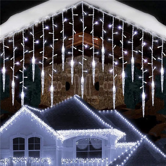 4m Christmas LED Icicle Falling Rain Curtain