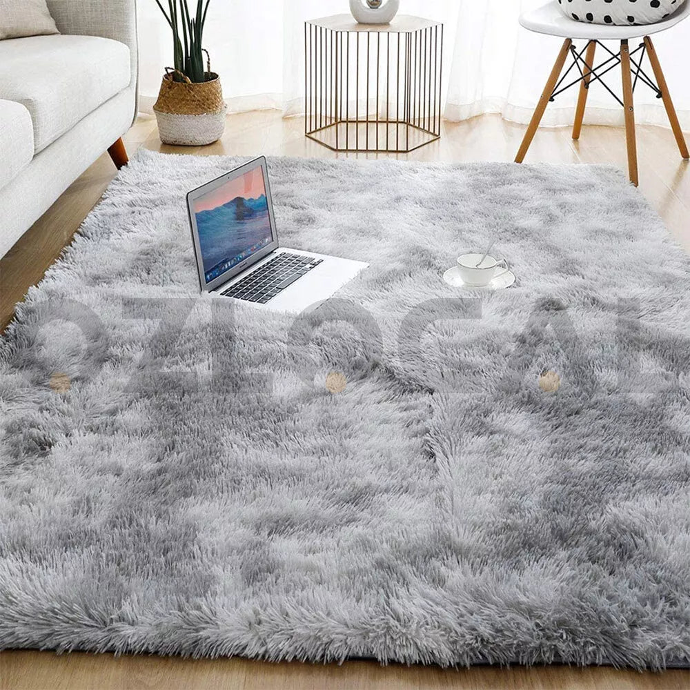 Light Grey Fluffy Area Rug