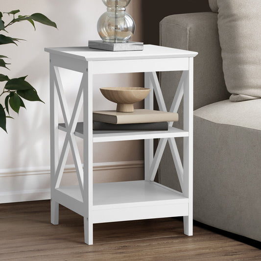 3 Tier White End Table