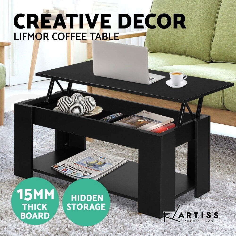 Lift Up Black Coffee Table