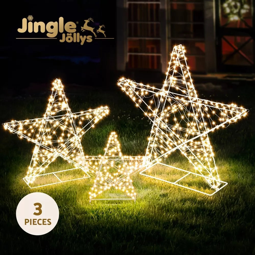 900 LED Fairy Light 3pcs Star Decorations Set